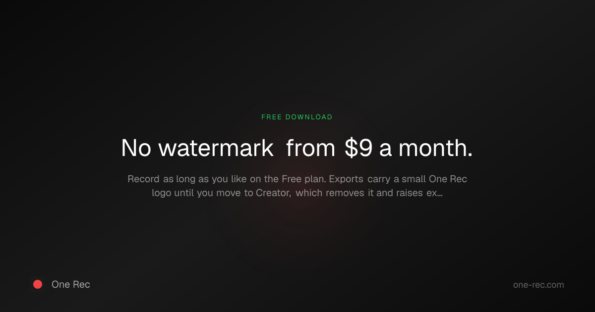 Free Screen Recorder No Watermark — One Rec | One Rec